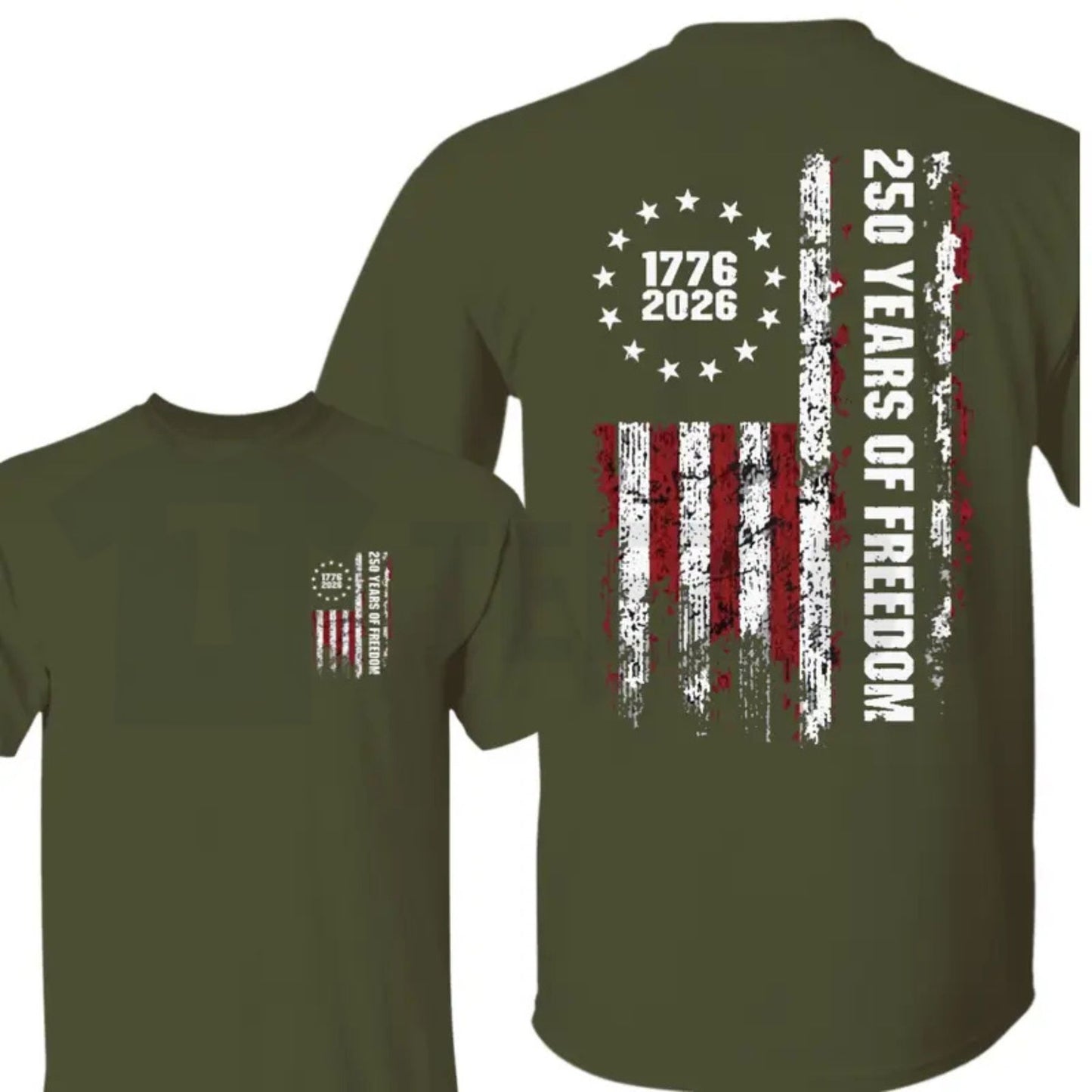 Double-Sided USA 250th Anniversary T-Shirt – Vintage 1776-2026 Patriotic Flag Tee, Semiquincentennial Milestone Graphic Shirt