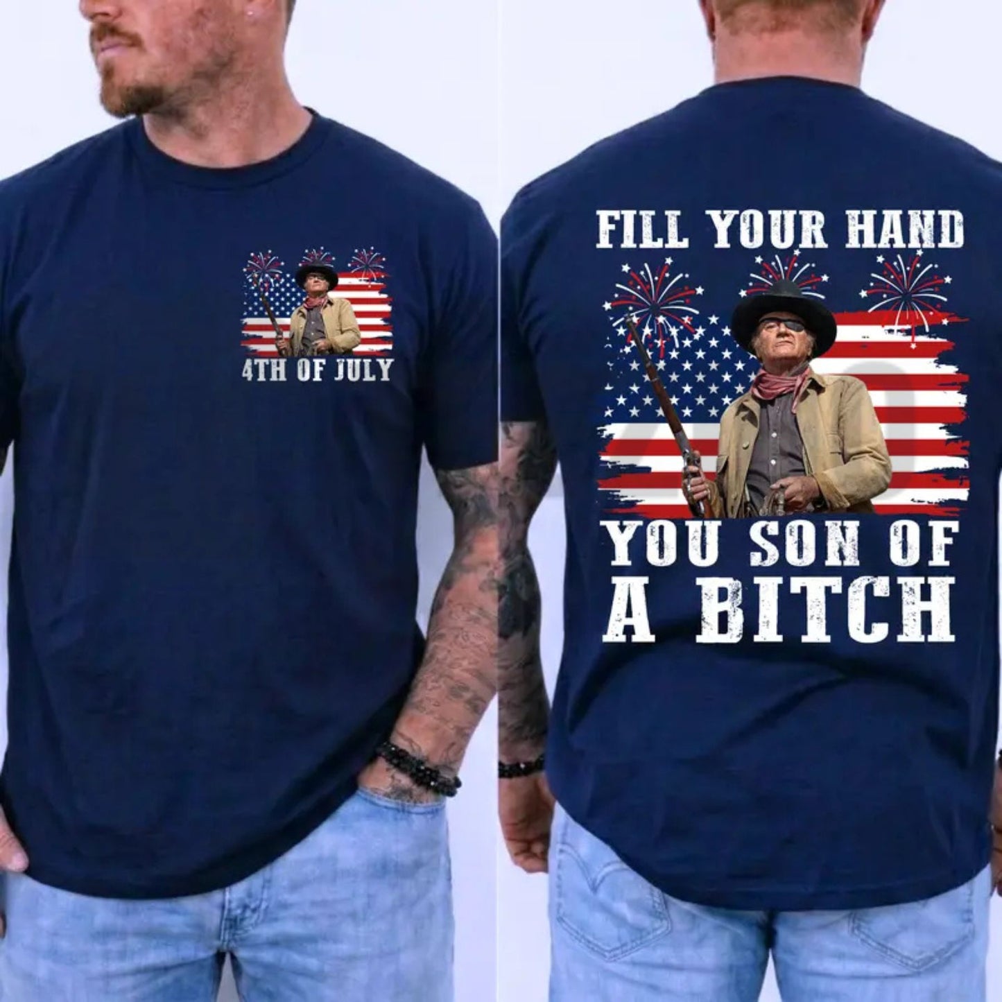 John Wayne Rooster Cogburn Fill Your Hand Western Graphic T-Shirt