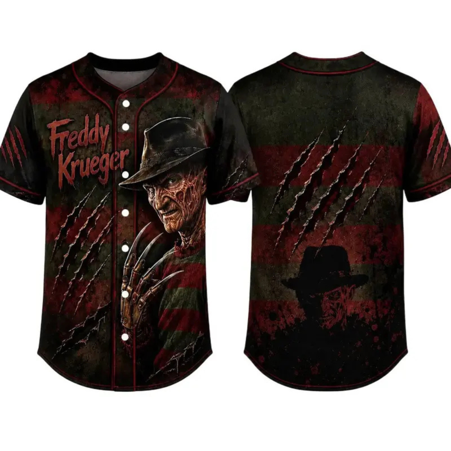 Horror Slasher Movie Characters Baseball Jersey - Spooky Squad Halloween Uniform
