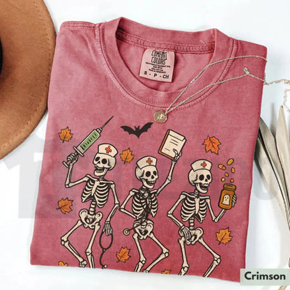Spooky Season Nurse Skeleton Comfort Colors Shirt – Halloween RN Fall Tee
