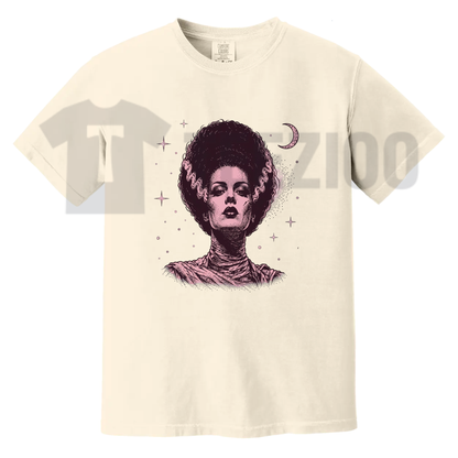 Retro Spooky Celestial Frankenstein Bride Couple Shirt - Halloween Gothic Tee
