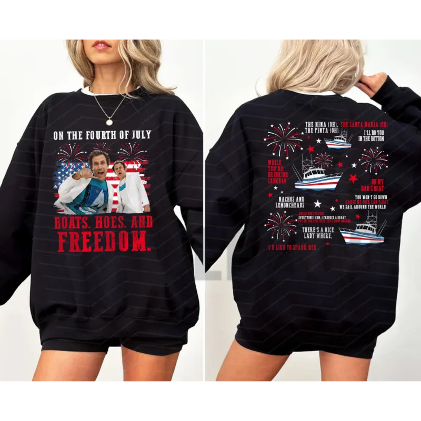 Boats Hoes & Freedom 4th of July Sweatshirt | Parody Top