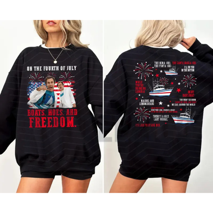 Boats Hoes & Freedom 4th of July Sweatshirt | Parody Top