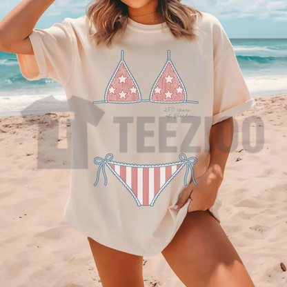 Preppy Bikini Bow 4th of July Shirt | Comfort Colors Tee