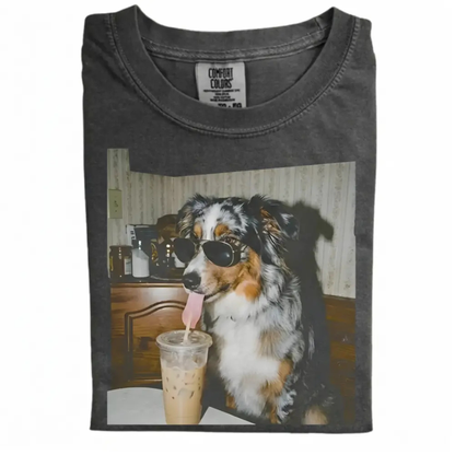 Dog Iced Coffee Tee – Vintage 90s Funny Edgy Dog Meme Shirt
