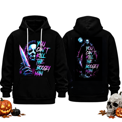 Horror Movie Villain Double Sided Hoodie - Retro Neon Scary Character Pullover