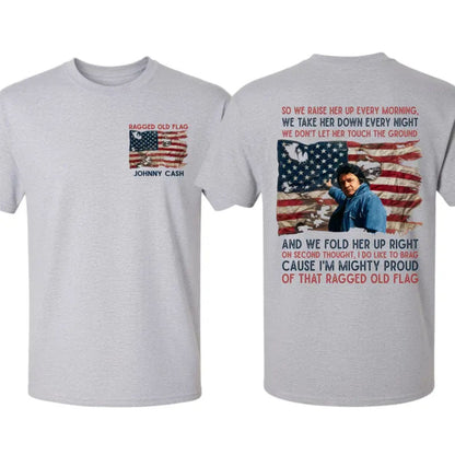 Ragged Old Flag T-Shirt – Vintage Patriotic Country Music Inspired Graphic Tee, Unisex Cotton Shirt