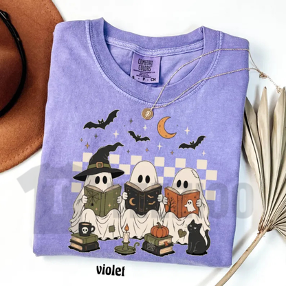 Ghost Book Reader Shirt - Spooky Season Book Lover & Teacher Tee