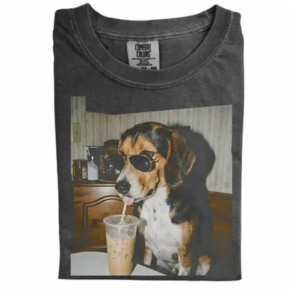 Dog Iced Coffee Tee – Vintage 90s Funny Edgy Dog Meme Shirt