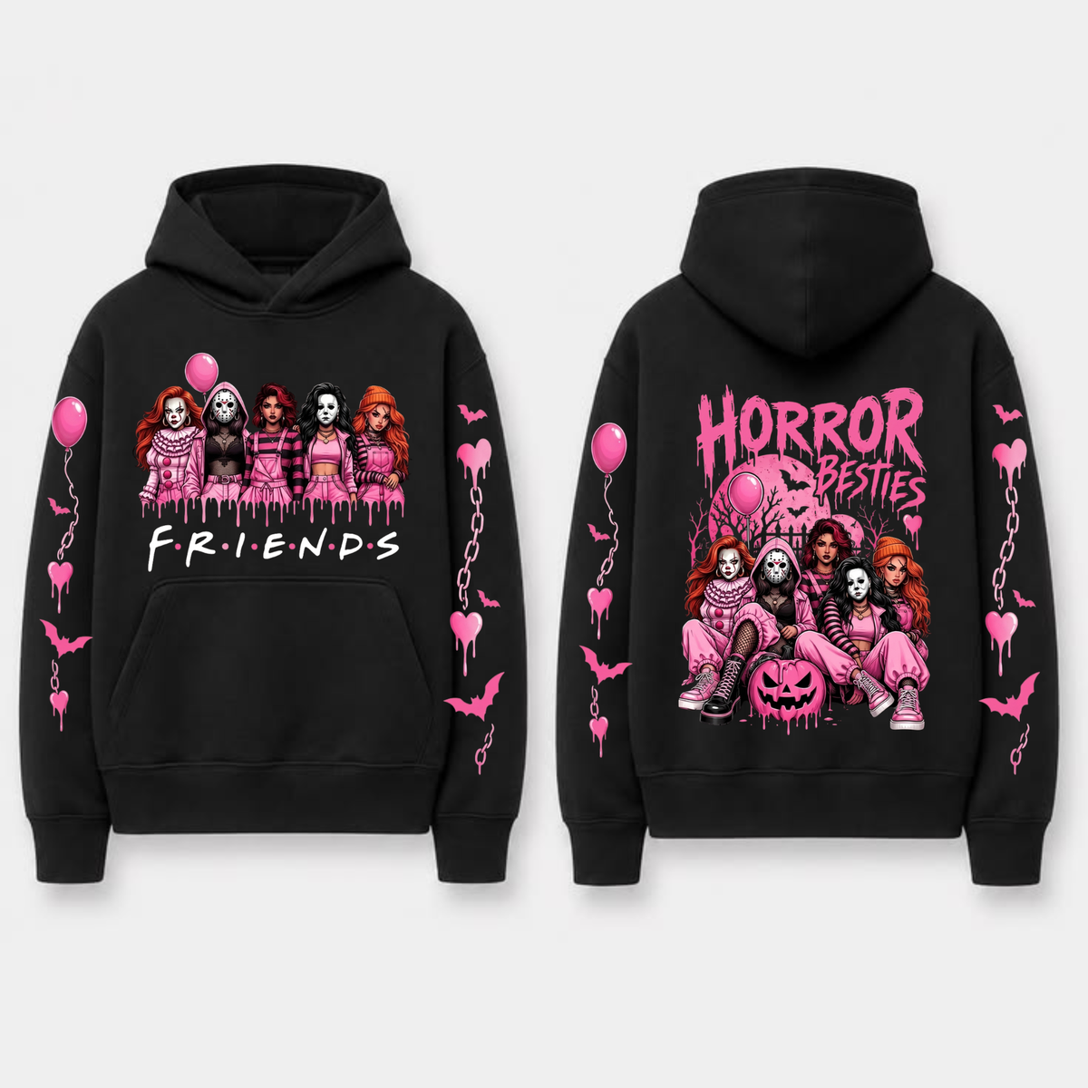 In October We Wear Pink Spooky Ribbon Hoodie - Breast Cancer Support Pullover