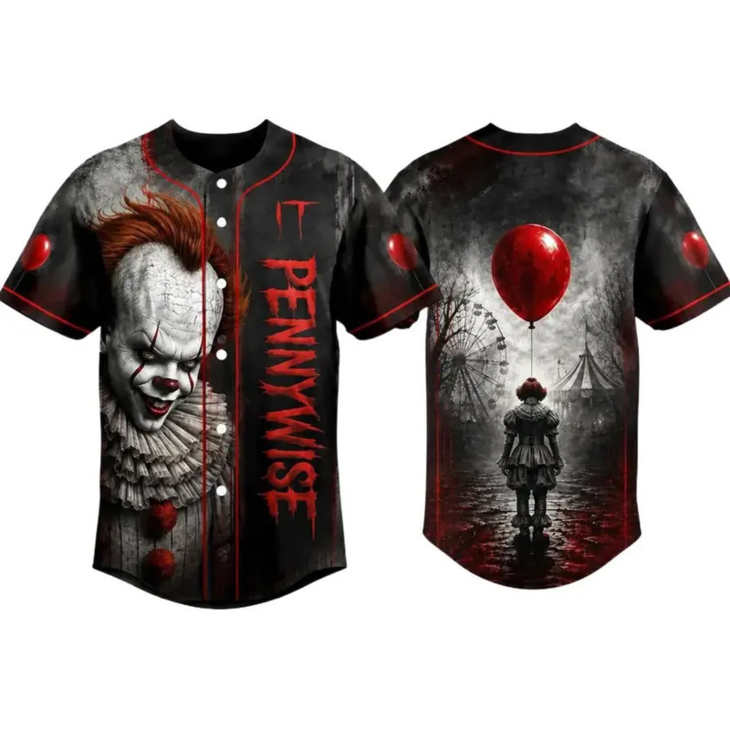 Horror Slasher Movie Characters Baseball Jersey - Spooky Squad Halloween Uniform