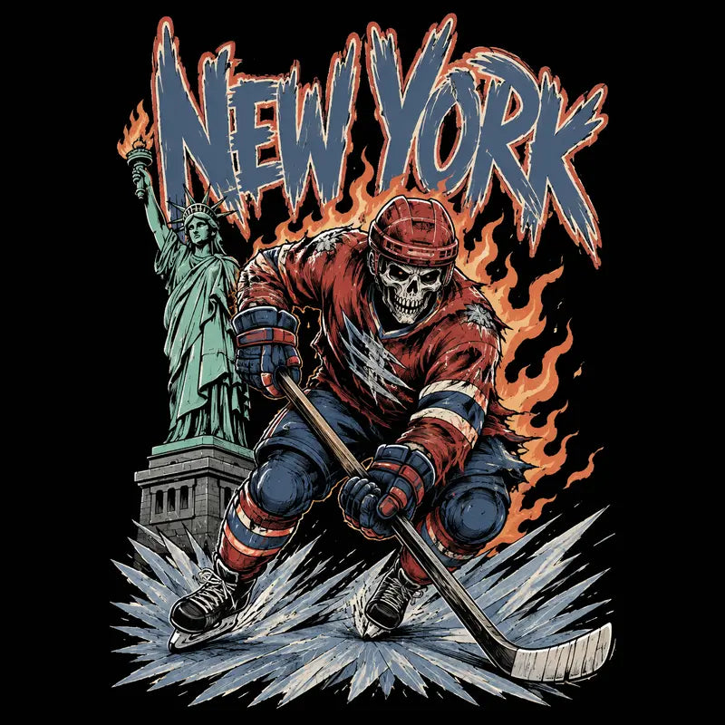 USA 32 Teams Ice Hockey Skull Vintage Sweatshirt - 90s Game Day Crewneck