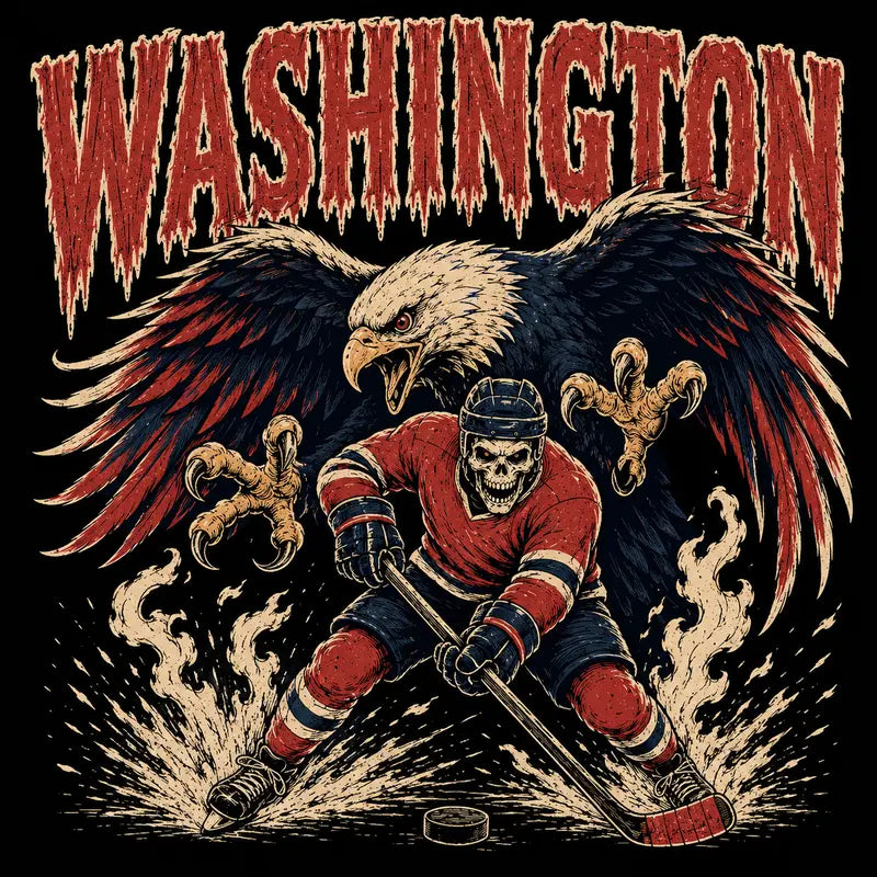 USA 32 Teams Ice Hockey Skull Vintage Sweatshirt - 90s Game Day Crewneck