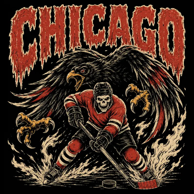 USA 32 Teams Ice Hockey Skull Vintage Sweatshirt - 90s Game Day Crewneck