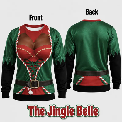 Cheeky Santa Ugly Christmas Sweatshirt - Funny Costume Illusion Crewneck