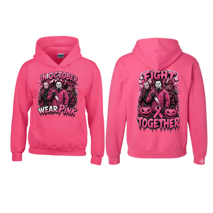 Heliconia Horror October Hoodie - In October We Wear Pink Halloween Pullover Hoodie