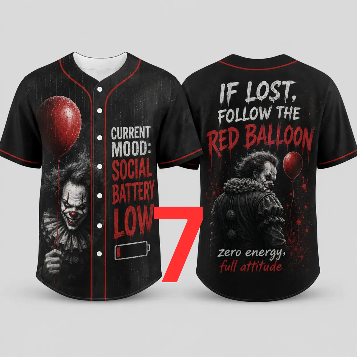 Unisex Horror Graphic Print Baseball Jersey - Slasher Theme Spooky Button-Up