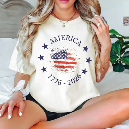 America 250th Anniversary 1776 T-Shirt – Vintage USA Flag Patriotic Graphic Tee - Teezioo