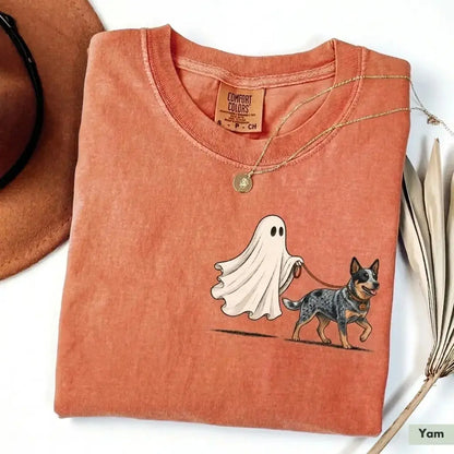 Custom Ghost Walking Dog Comfort Colors Shirt – Cute Halloween Pet Tee