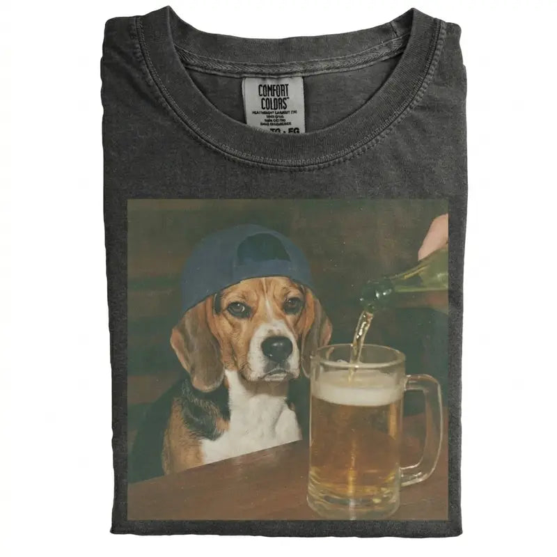Dog Beer Tee – Vintage 90s Edgy Dog Meme Shirt