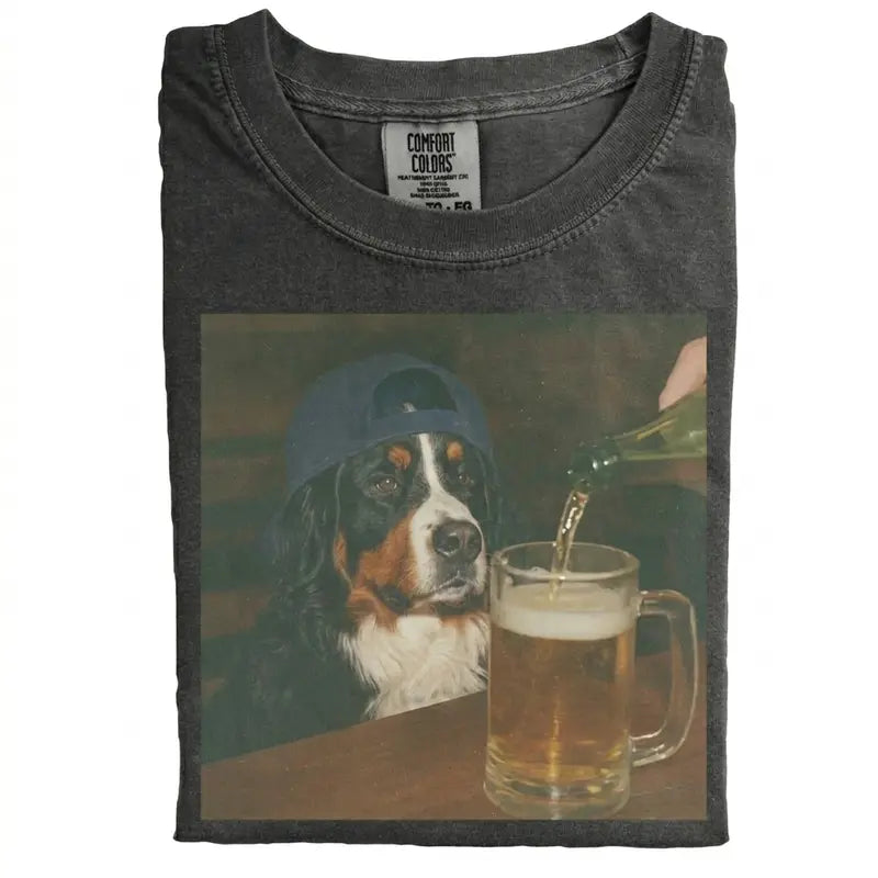 Dog Beer Tee – Vintage 90s Edgy Dog Meme Shirt