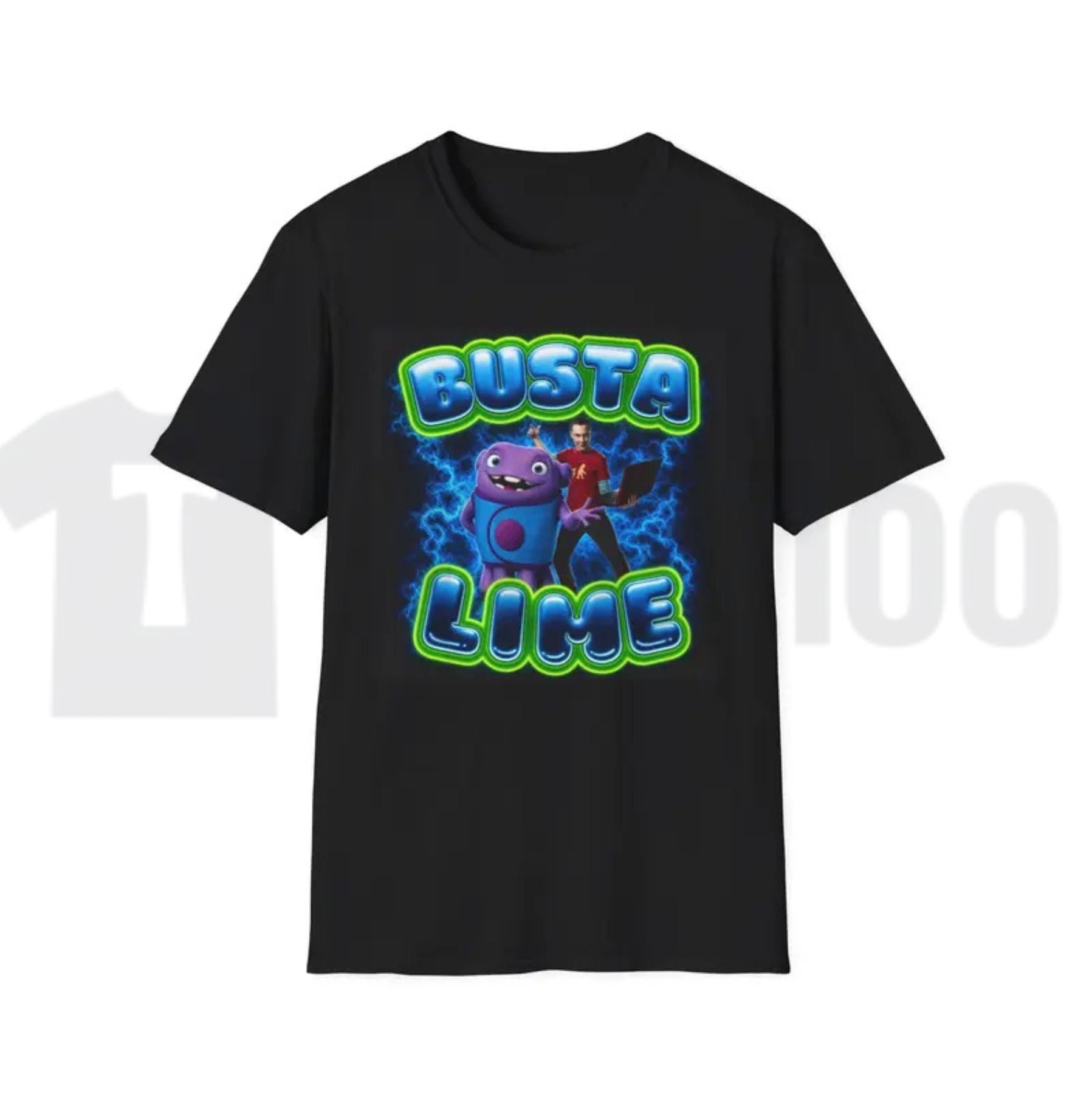 Busta Lime Funny Colorful Cartoon Alien Hip Hop Music Graphic T-Shirt - Teezioo