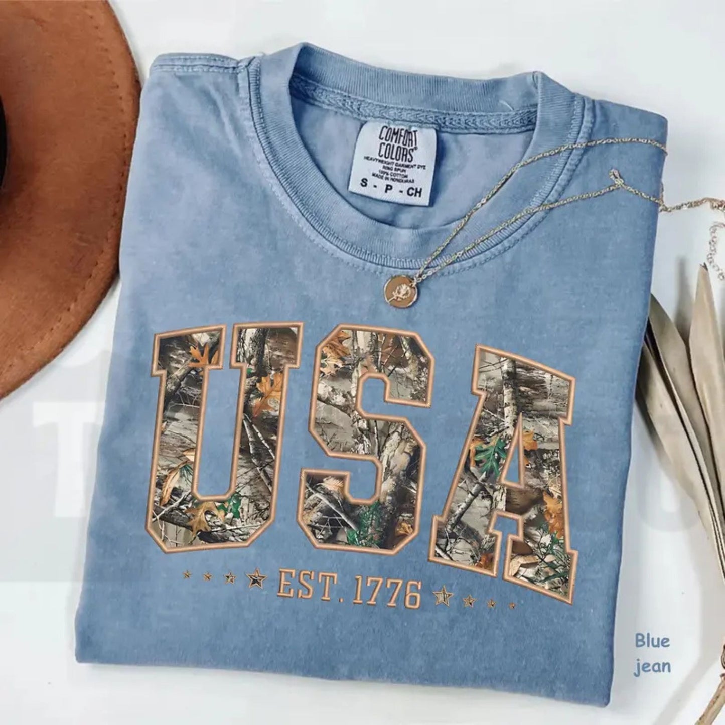 Camo USA Comfort Colors Shirt – Retro Patriotic 4th of July Hunting Tee - Teezioo