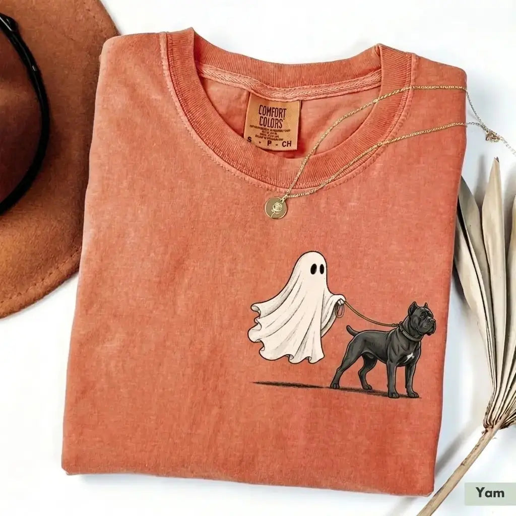 Custom Ghost Walking Dog Comfort Colors Shirt – Cute Halloween Pet Tee