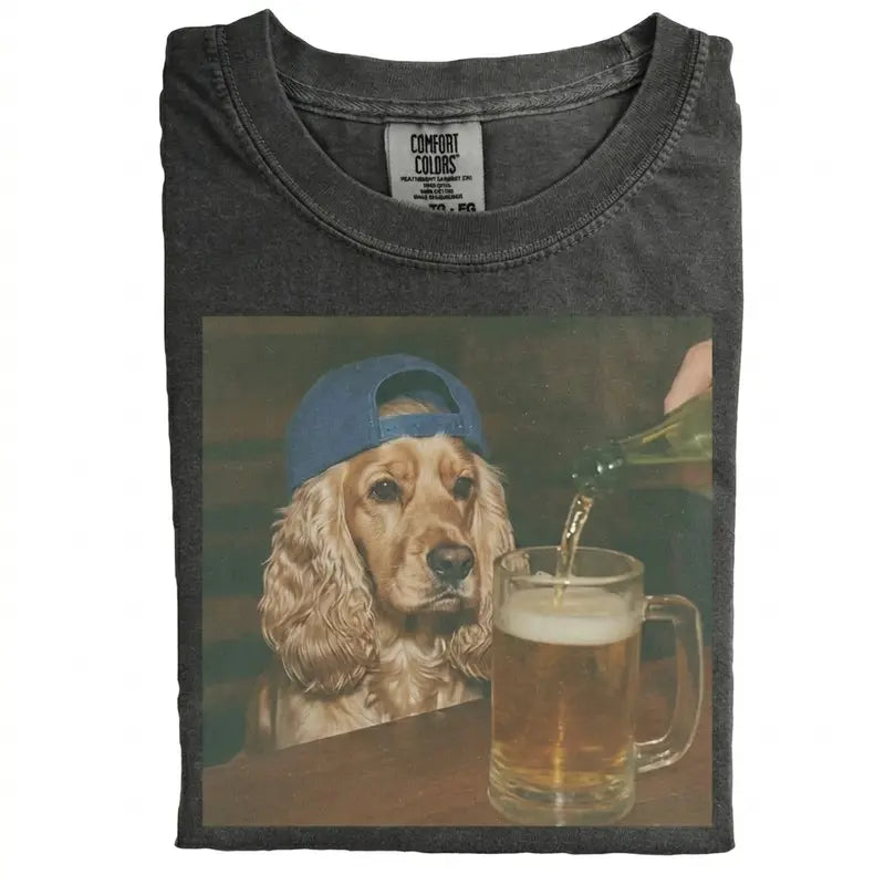 Dog Beer Tee – Vintage 90s Edgy Dog Meme Shirt