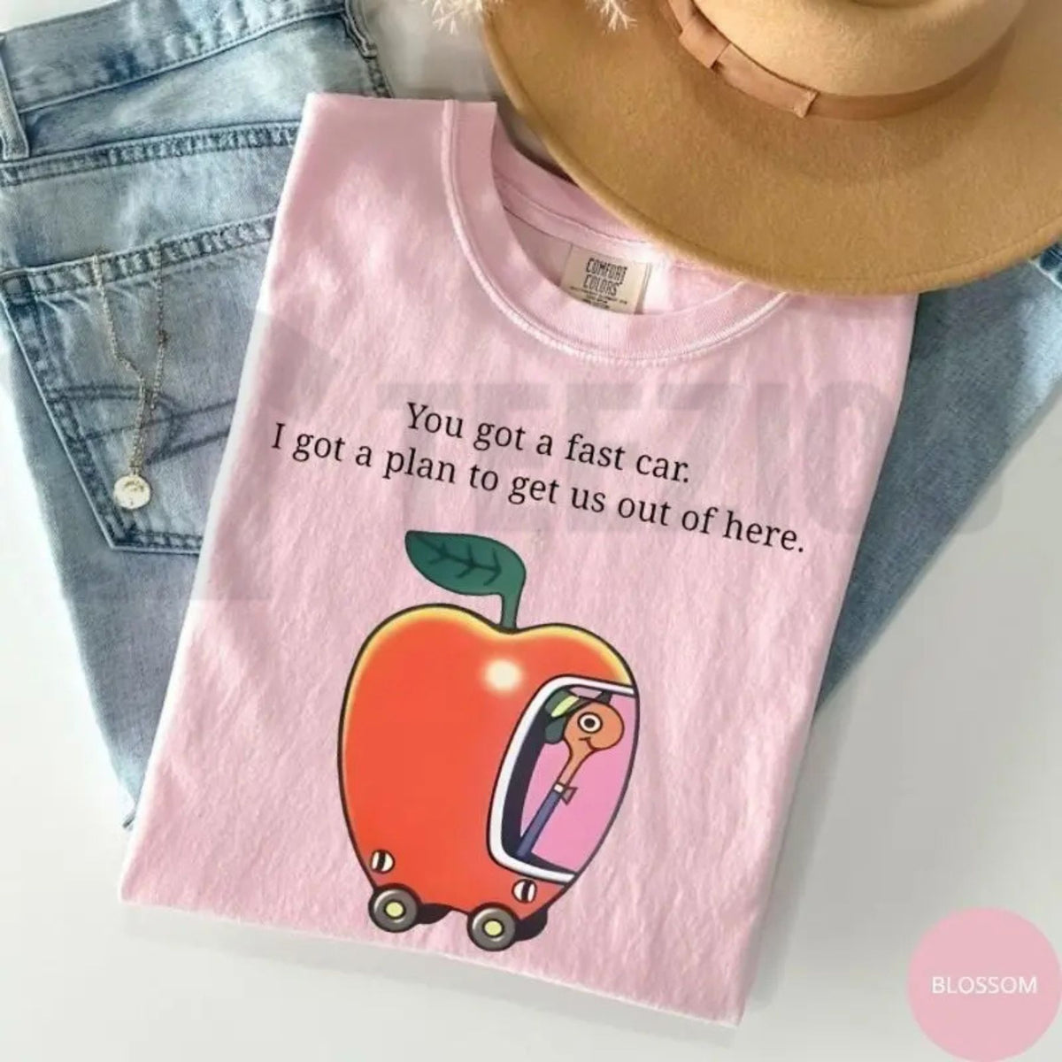 Comfort Colors Fast Car T-Shirt – Retro Apple Graphic Road Trip Tee - Teezioo
