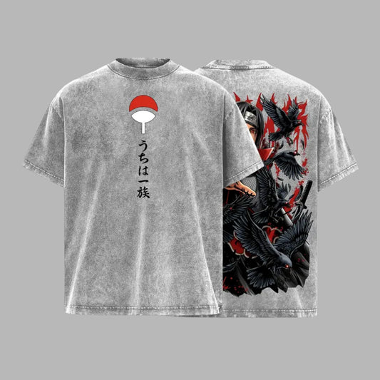 Dark Ninja Illusion Vintage Washed T-Shirt – Oversized Anime-Inspired Graphic Tee - Teezioo