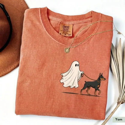 Custom Ghost Walking Dog Comfort Colors Shirt – Cute Halloween Pet Tee