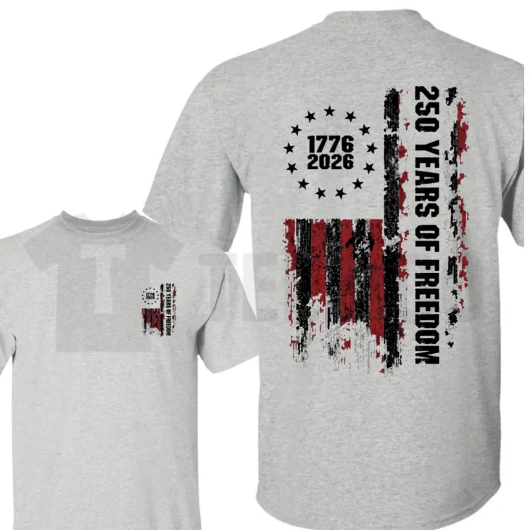 Double-Sided USA 250th Anniversary T-Shirt – Vintage 1776-2026 Patriotic Flag Tee, Semiquincentennial Milestone Graphic Shirt - Teezioo