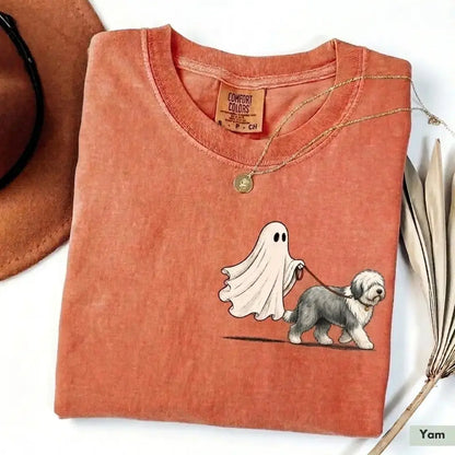 Custom Ghost Walking Dog Comfort Colors Shirt – Cute Halloween Pet Tee