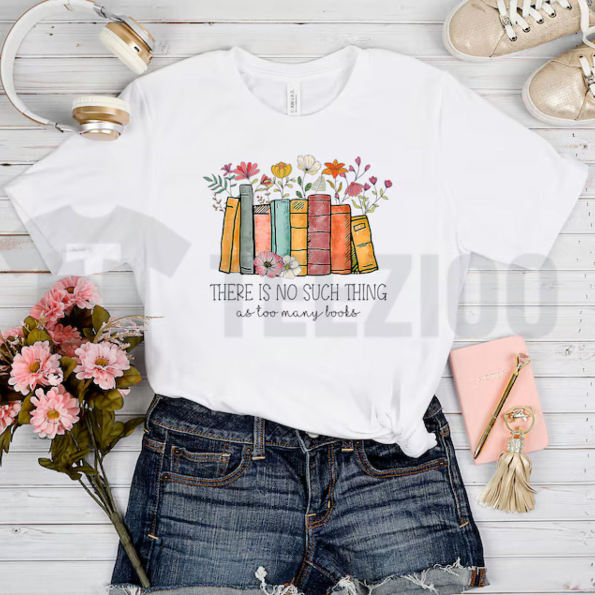 Floral Book Top – Bookworm Librarian Gift Graphic Apparel - Teezioo