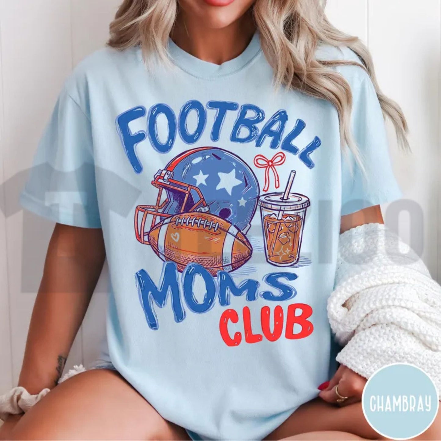 Football Moms Club Comfort Colors Shirt – Gameday Doodle Football Tee - Teezioo