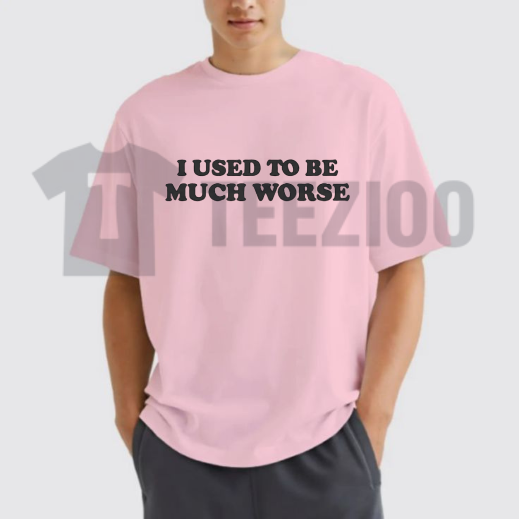 Front view of I Used to Be Much Worse Graphic Cotton T-Shirt in a minimalist urban style - teezioo