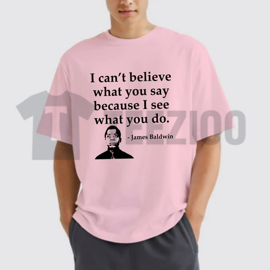 Front view of James Baldwin Quote 100% Cotton Black Summer T-Shirt for men and women - teezioo