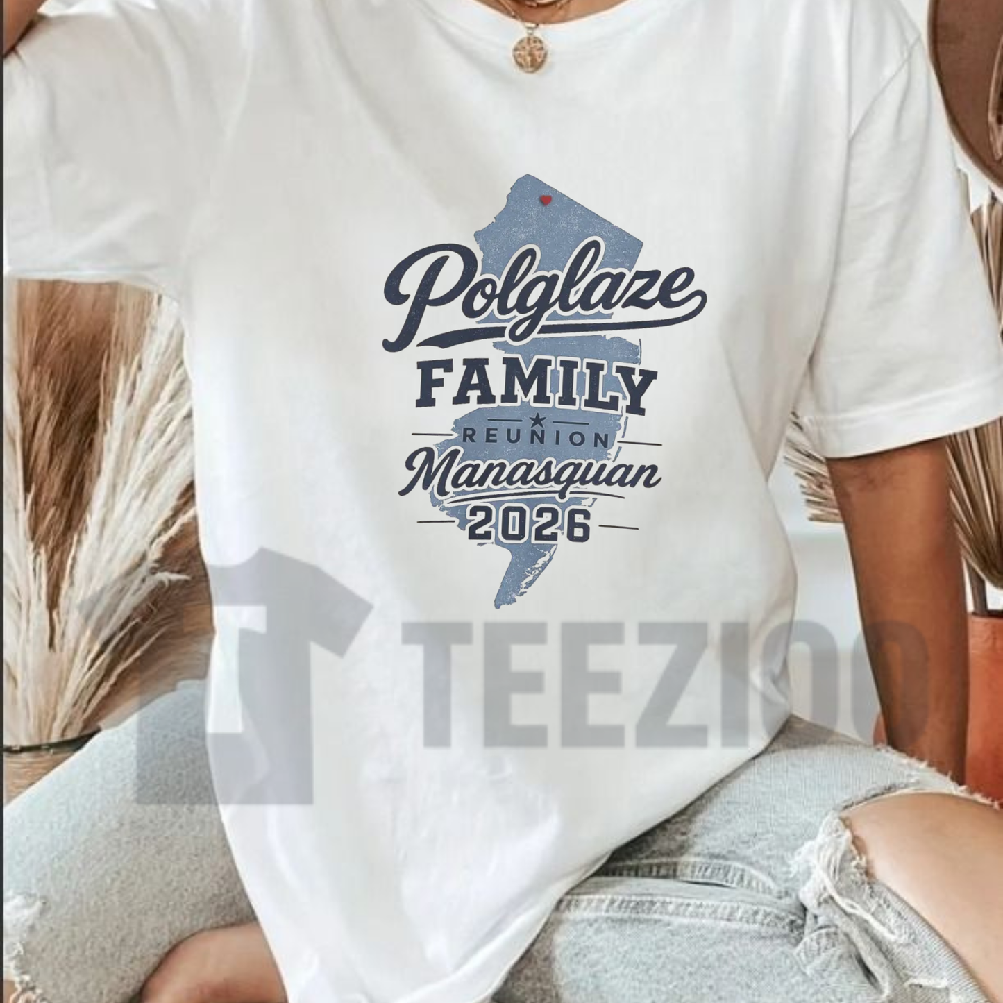 Front view of Polglaze Family Reunion Manasquan 2026 T-Shirt styled in a casual Jersey Shore beach outfit - teezioo