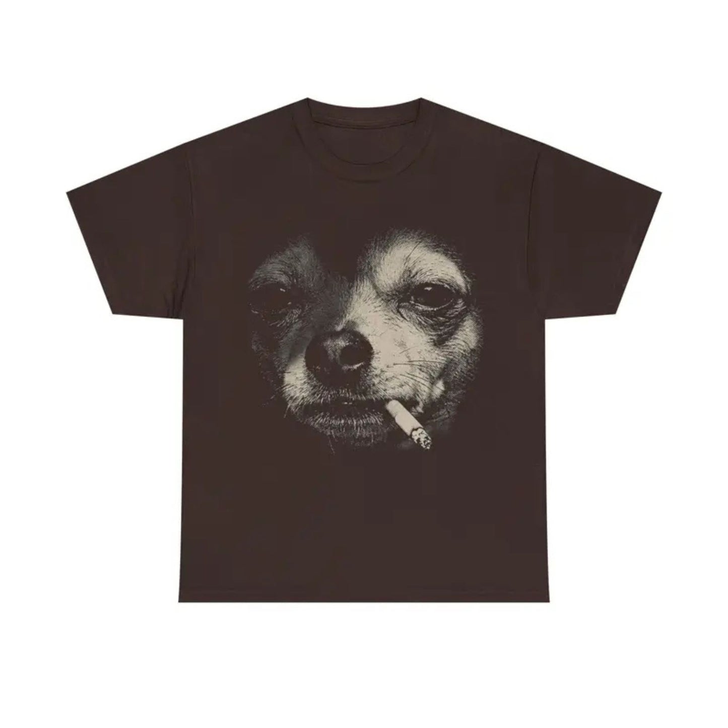 Funny Smoking Dog T-Shirt – Vintage Meme Animal Humor Graphic Tee, Unisex Cotton Shirt - Teezioo