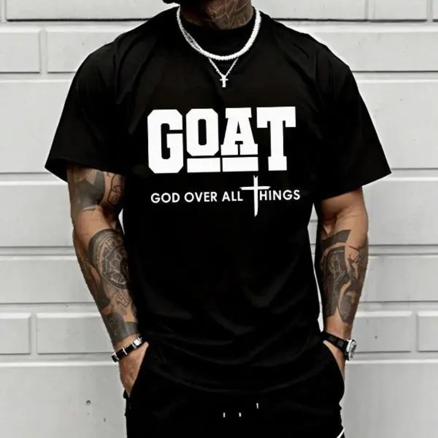 "GOAT" God Over All Things T-Shirt – Christian Faith Graphic Tee, Unisex Cotton Shirt - Teezioo