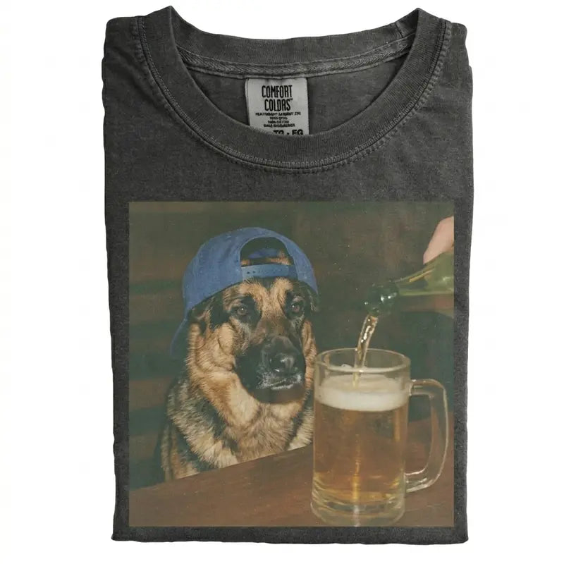 Dog Beer Tee – Vintage 90s Edgy Dog Meme Shirt