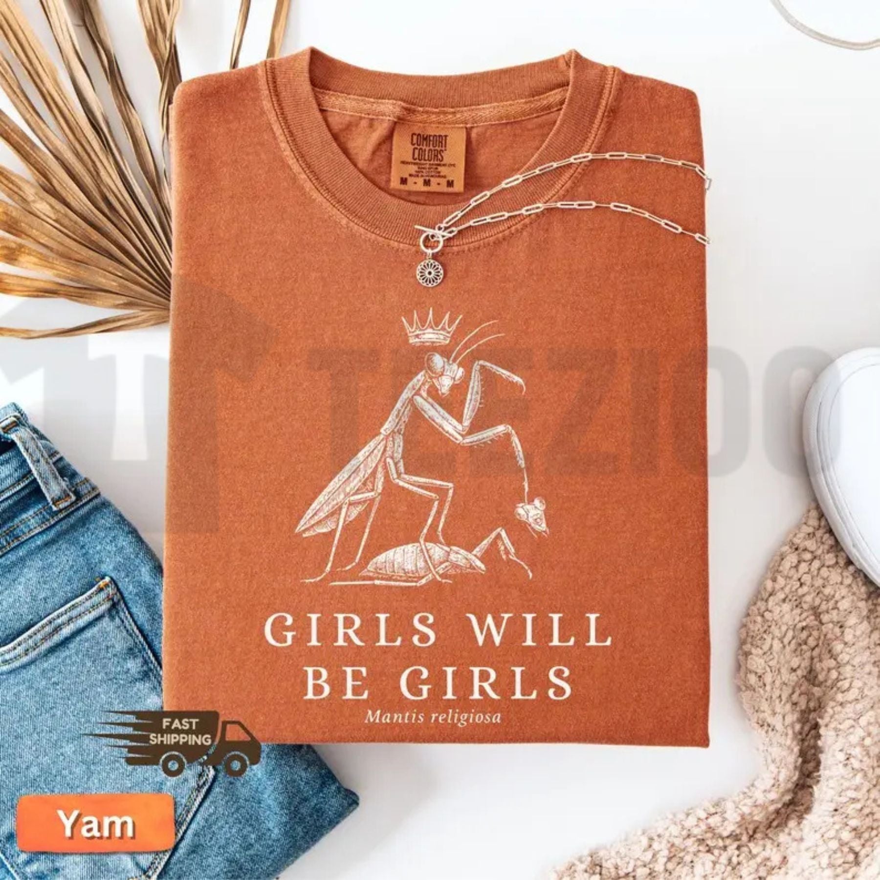 Girls Will Be Girls Praying Mantis Comfort Colors Shirt – Funny Retro Graphic Tee - Teezioo