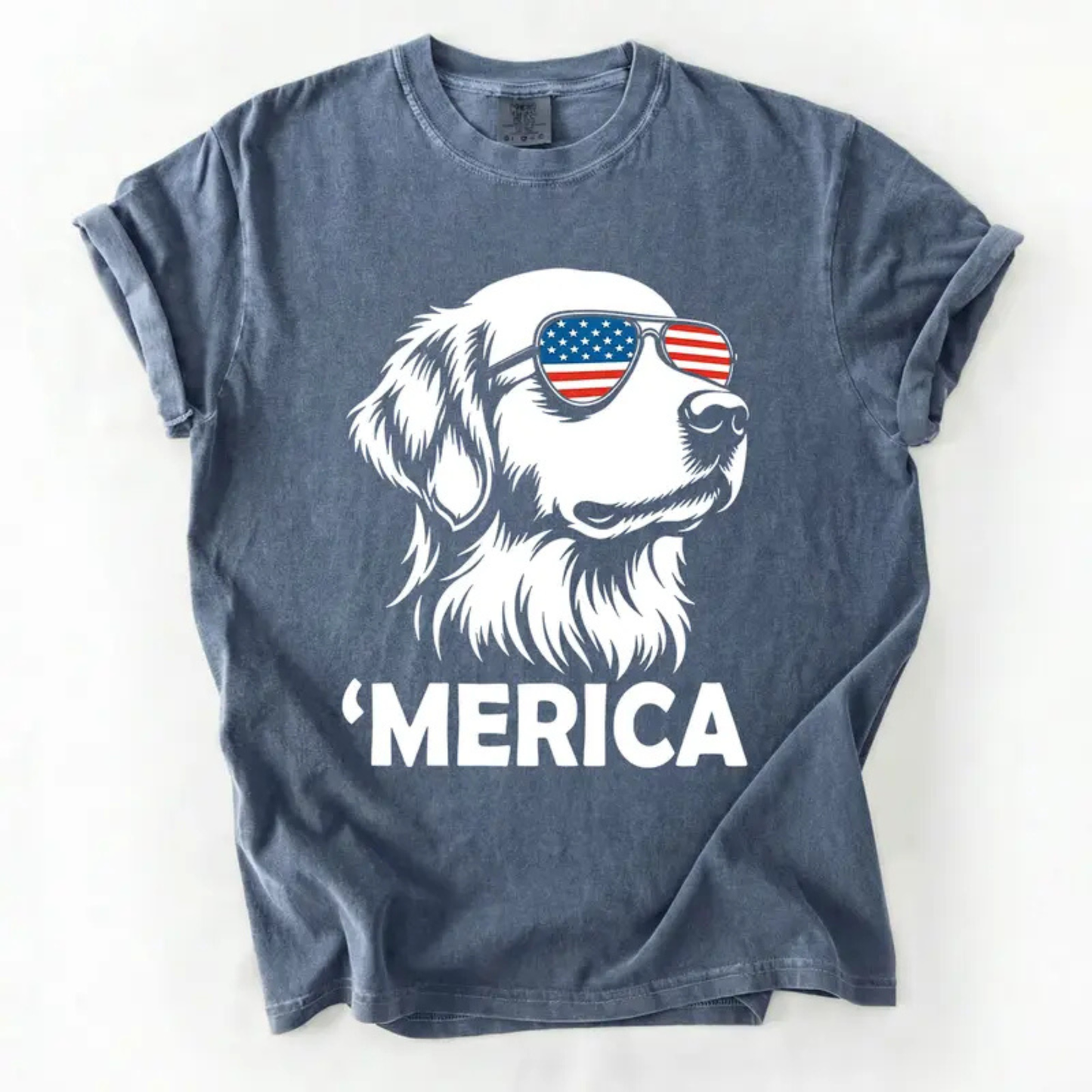 Patriotic Dog T-Shirt – Comfort Colors® 4th of July Golden Retriever Tee
