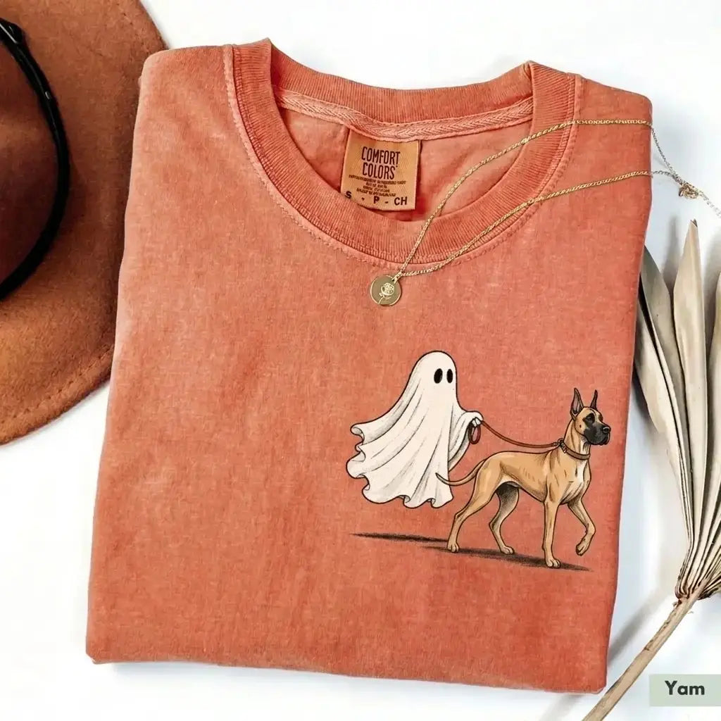 Custom Ghost Walking Dog Comfort Colors Shirt – Cute Halloween Pet Tee