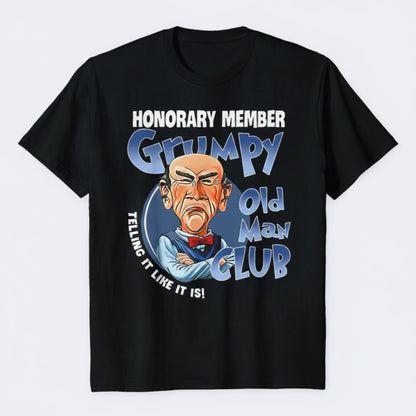 "Grumpy Old Man Club" Honorary Member T-Shirt – Funny Sarcastic Graphic Tee, Premium 100% Cotton Telling It Like It Is Top, Made in USA - Teezioo