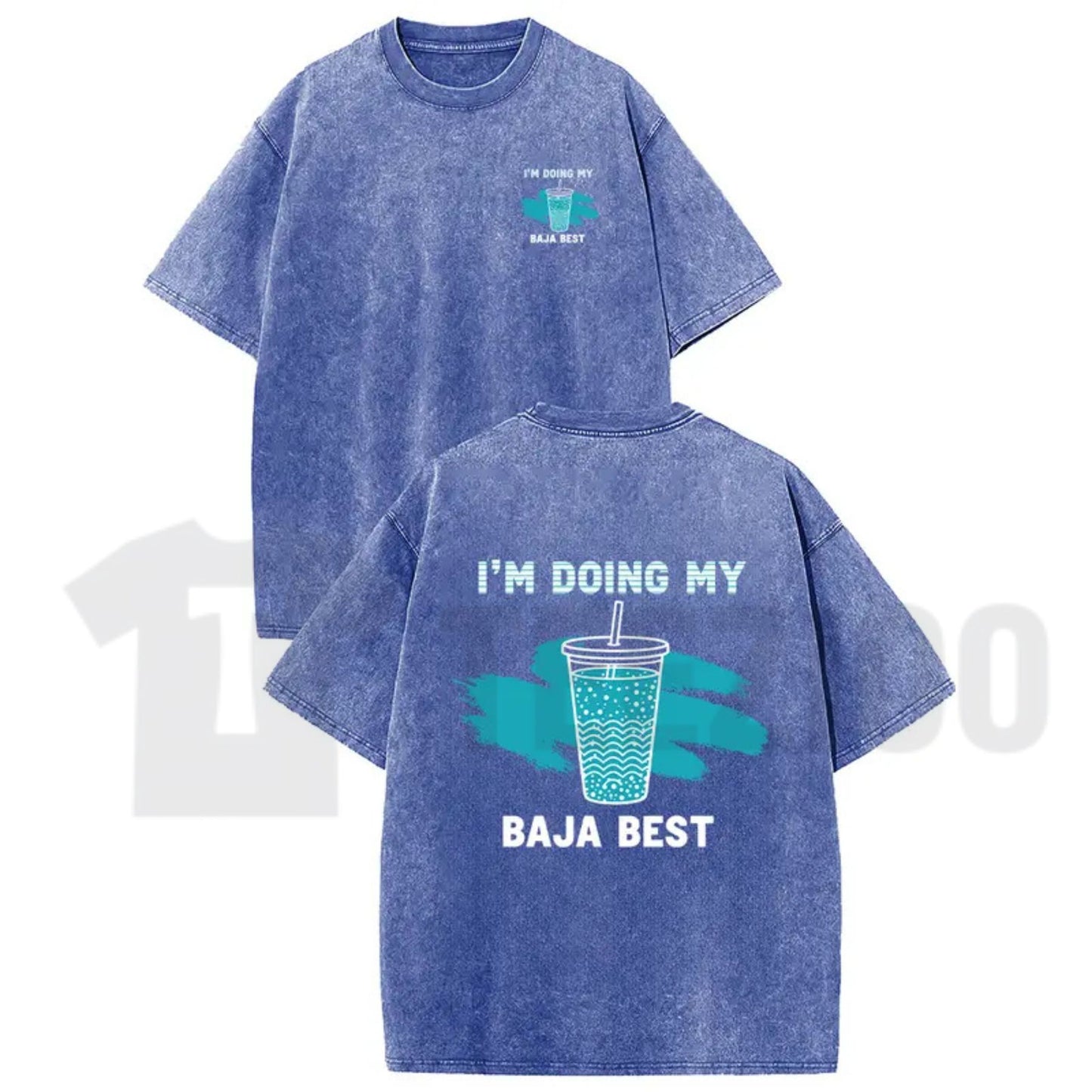 Holafish "Doing My Best" Drink T-Shirt – Vintage Washed Casual Graphic Tee - Teezioo