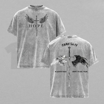 Isaiah 54:17 Armor of God Vintage Washed T-Shirt – Christian Sword & Shield Graphic Tee - Teezioo