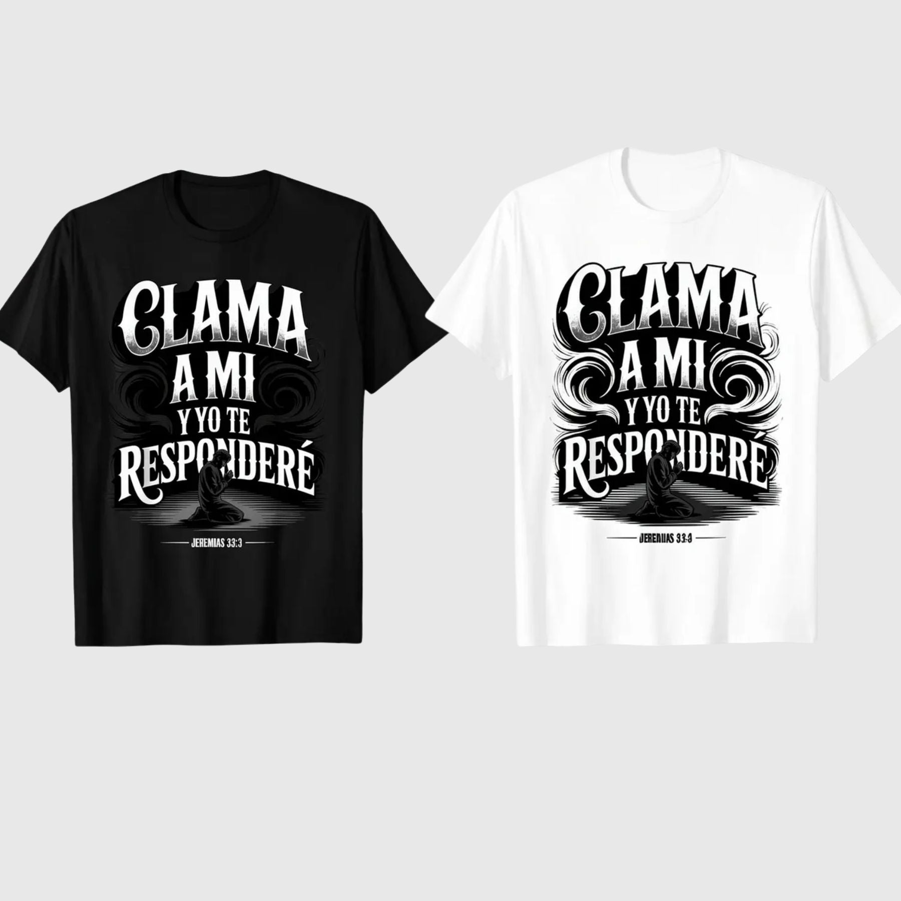 "Jeremías 33:3" Spanish Scripture T-Shirt – Christian Prayer Call Graphic Top, Clama a Mí Biblical Verse Streetwear - Teezioo