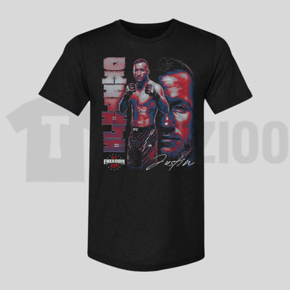 Justin Gaethje UFC Freedom Vertical Name Highlight MMA Fan Graphic T-Shirt - Teezioo